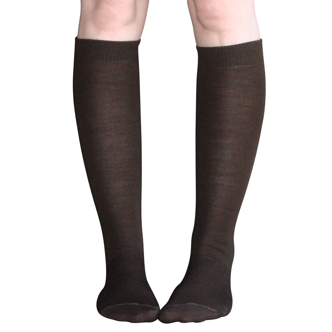 Thin Solid Brown Knee Highs
