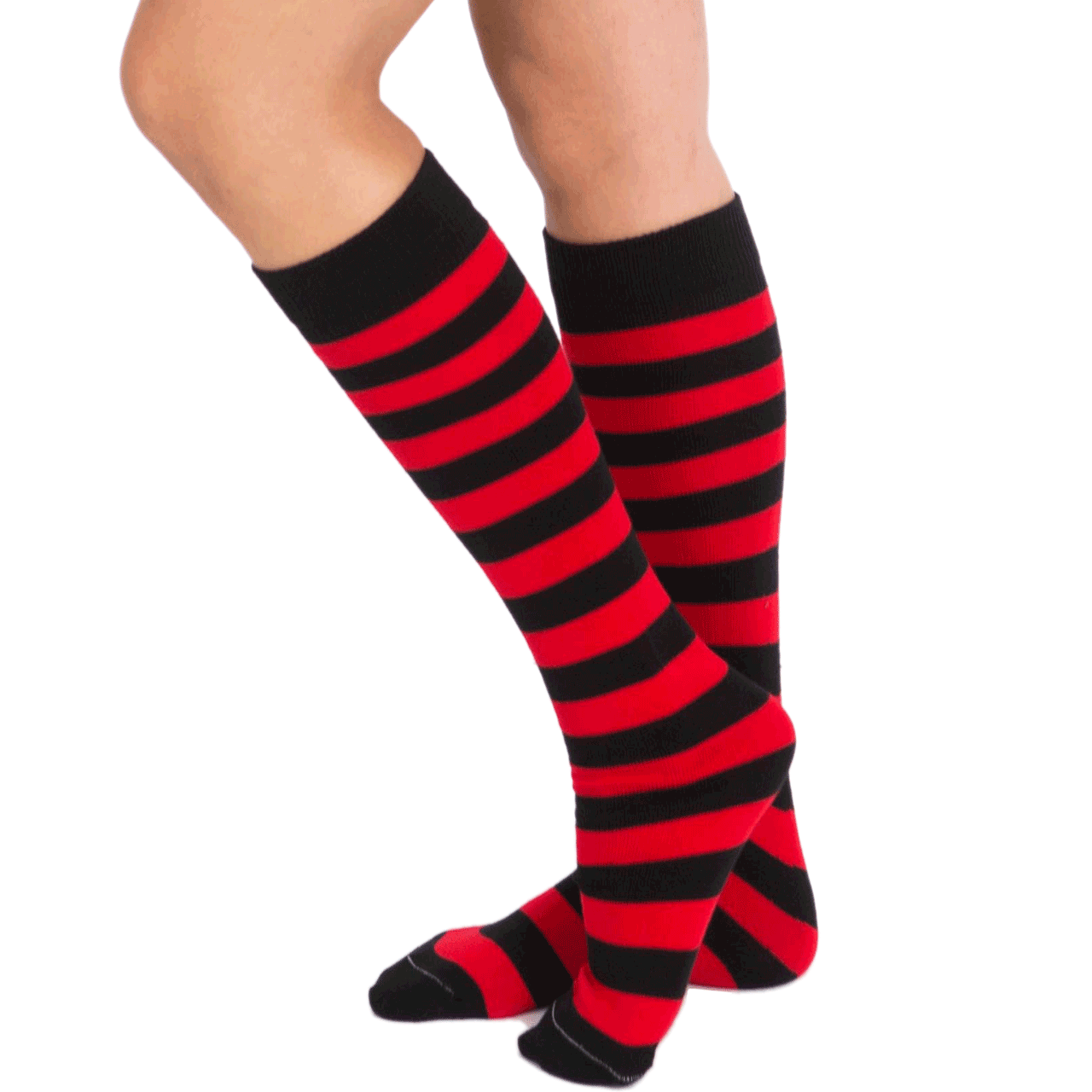 Striped Red/Black Knee High Socks