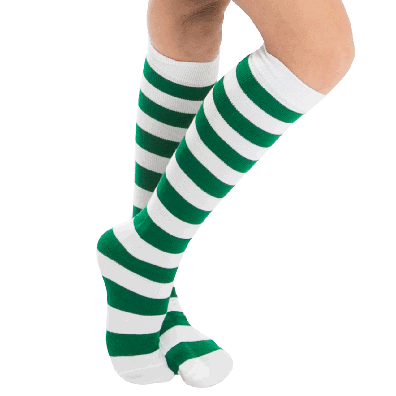 Green Striped Socks | White