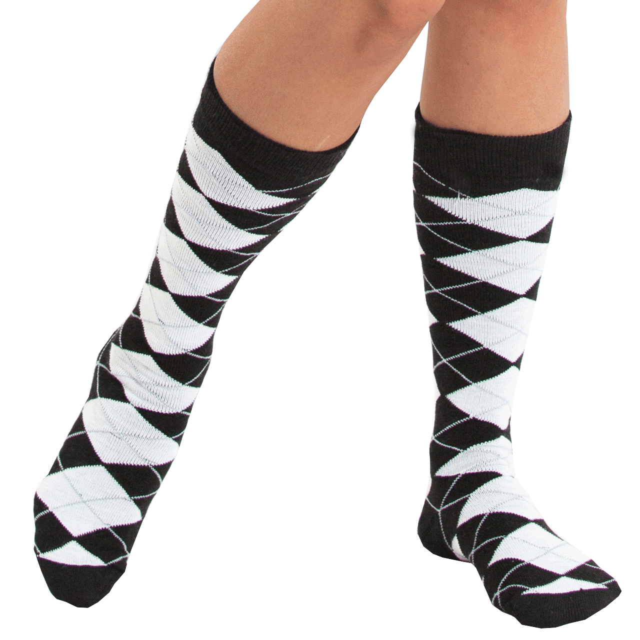 Black/White Argyle Socks