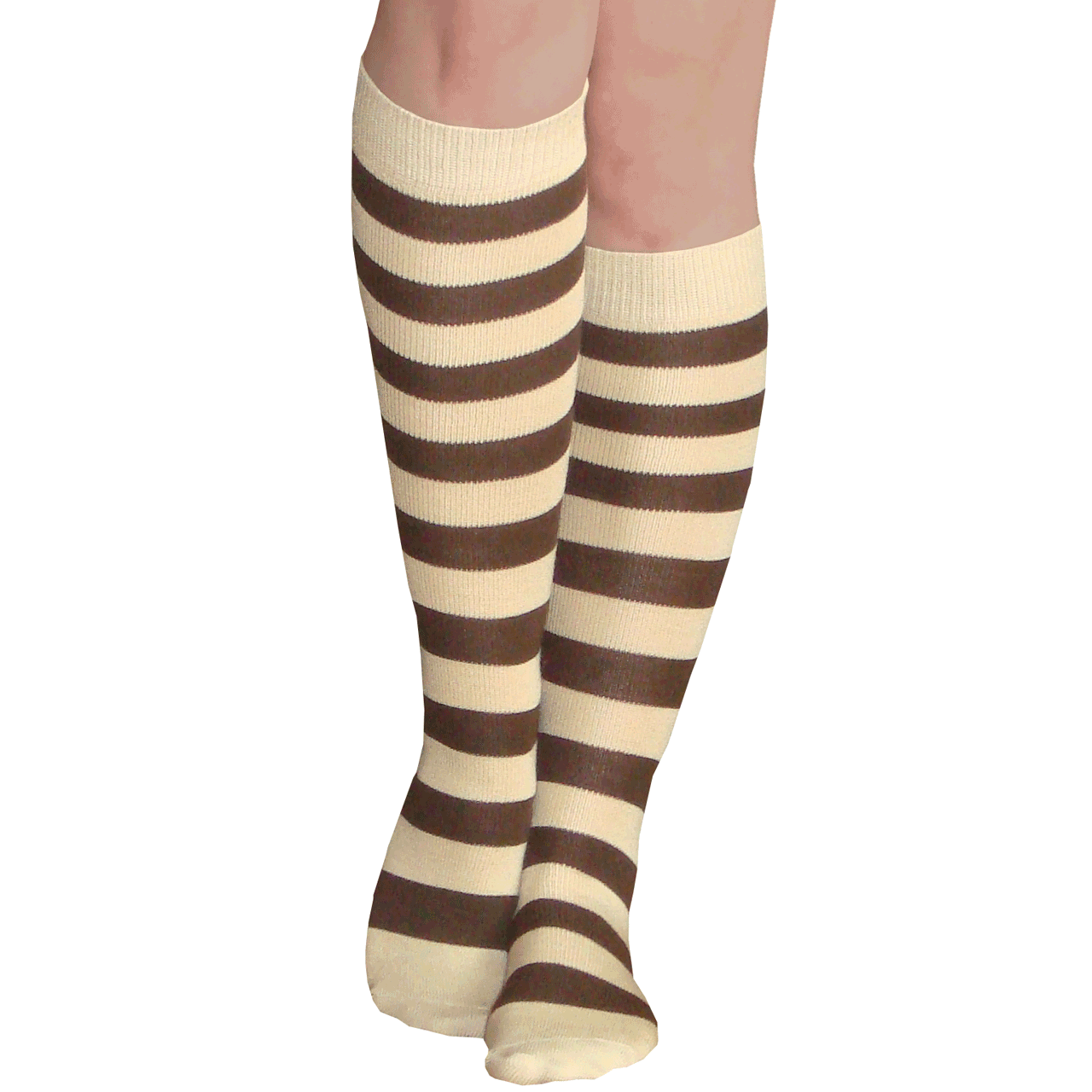 Striped Brown/Tan Knee High Socks