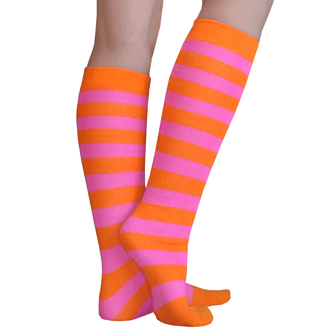 Striped Socks - Red/Neon Orange 