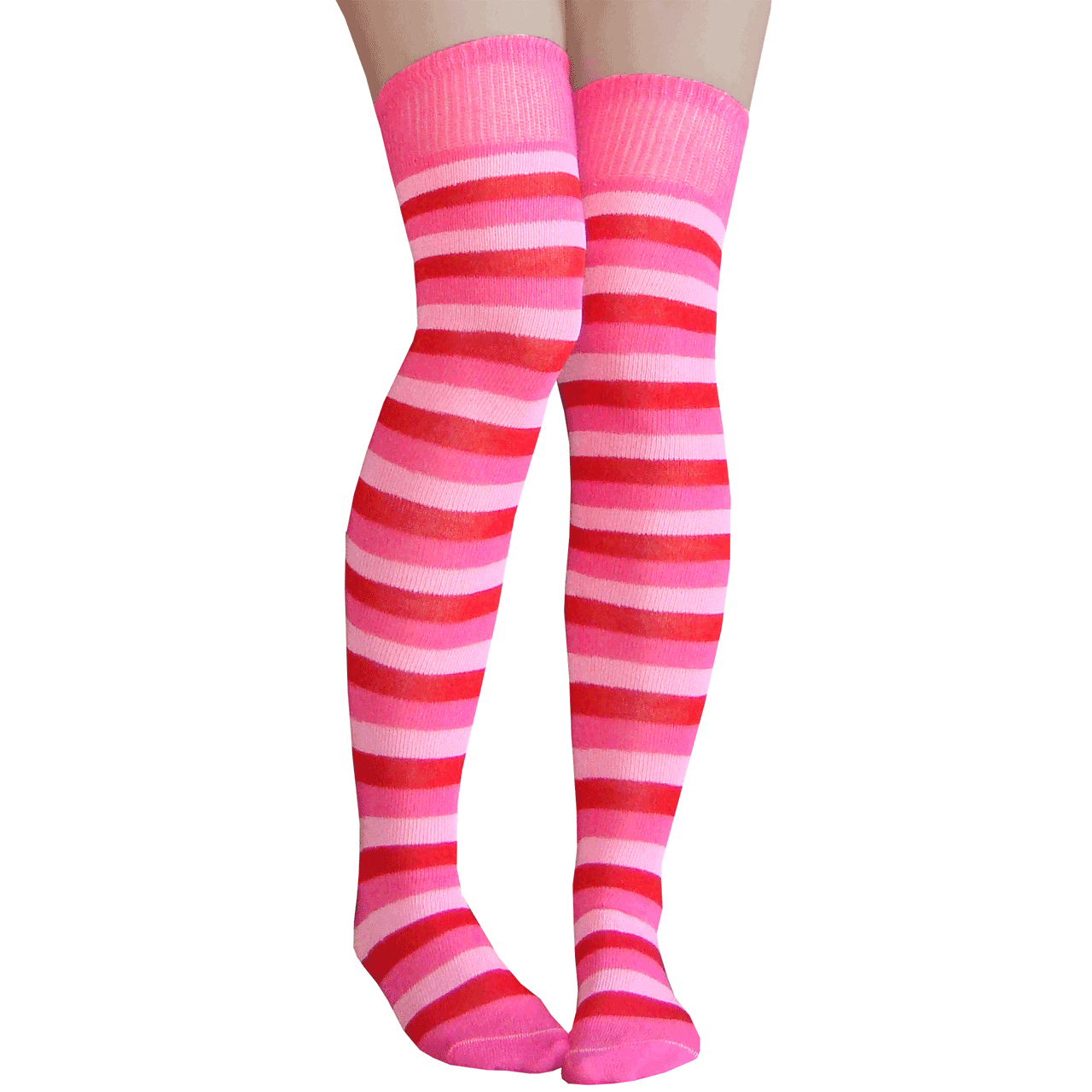 Red and White Stripe Knee Socks-KS-24