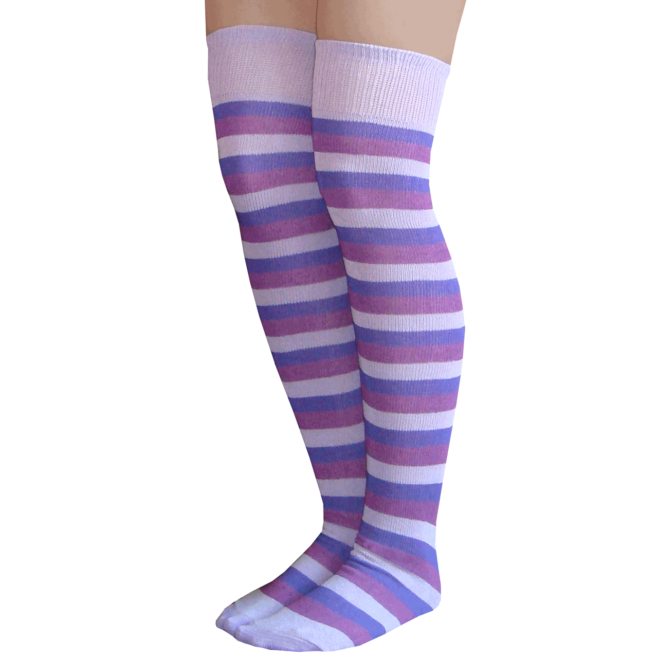 Purple Rainbow Striped Thigh Highs