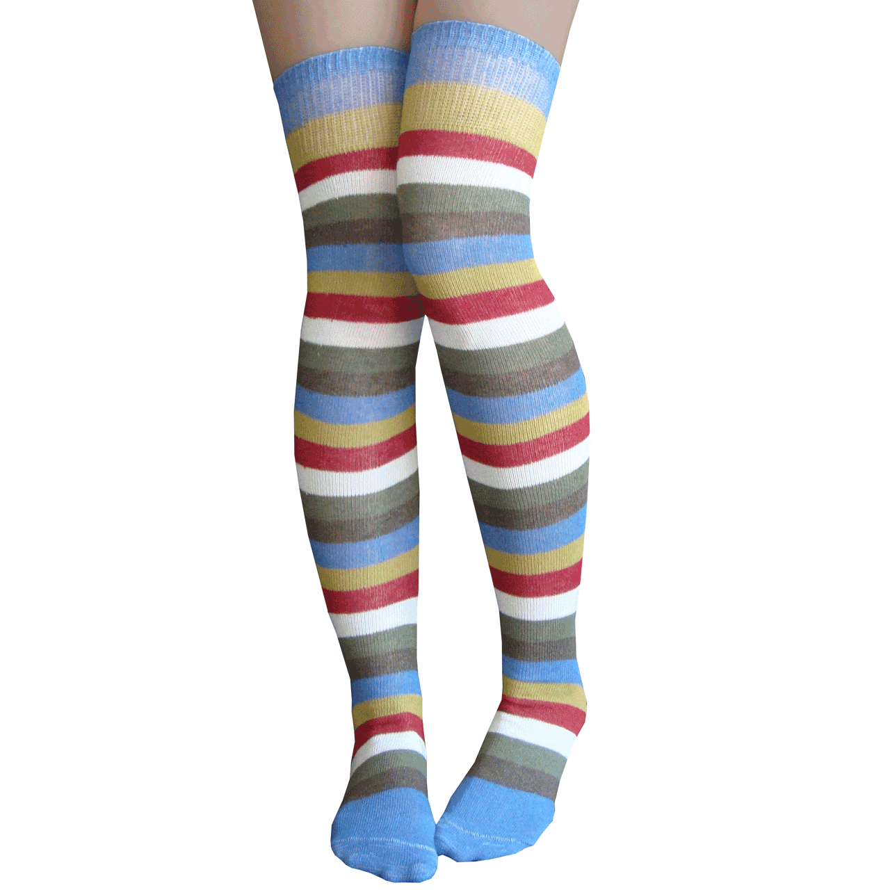 Beachside Striped Thigh High Socks
