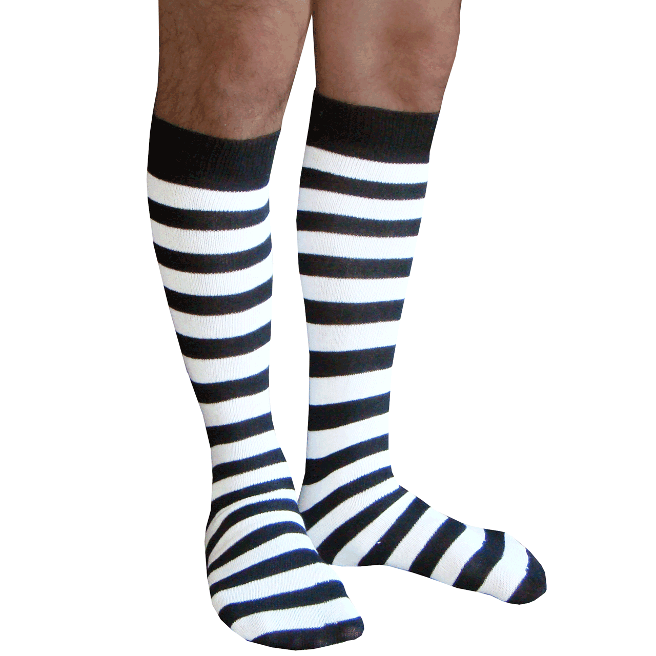 Mens Black & White Striped Socks