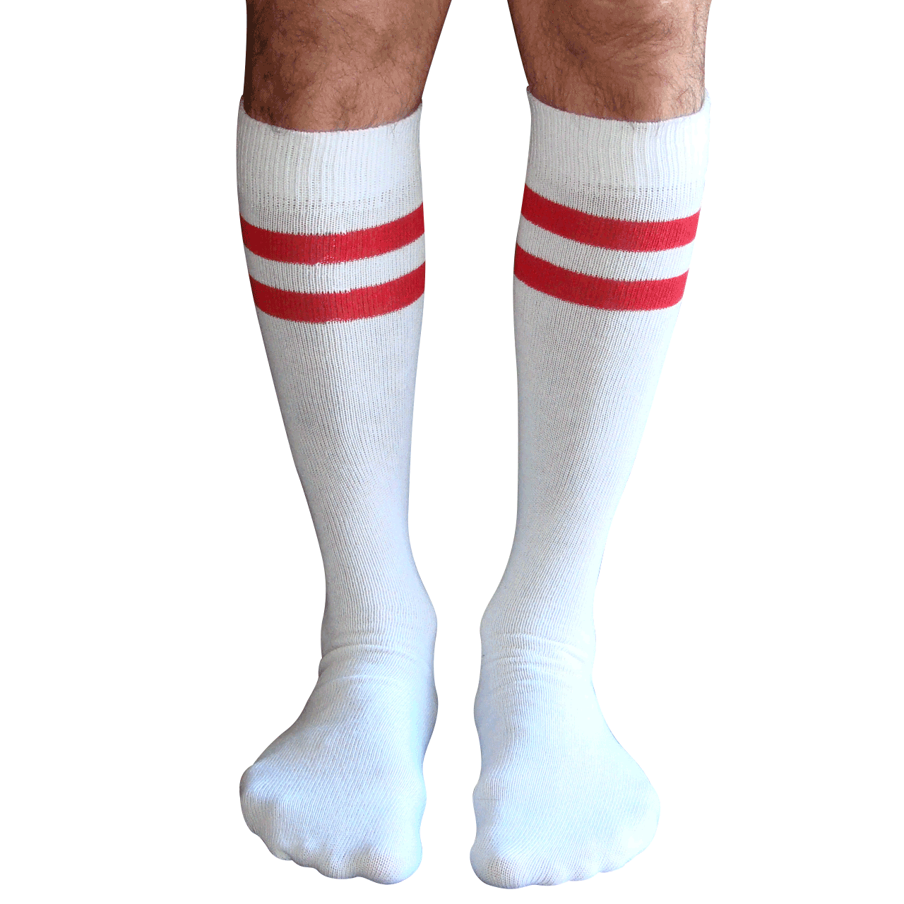 White with Red Stripes Tube Socks