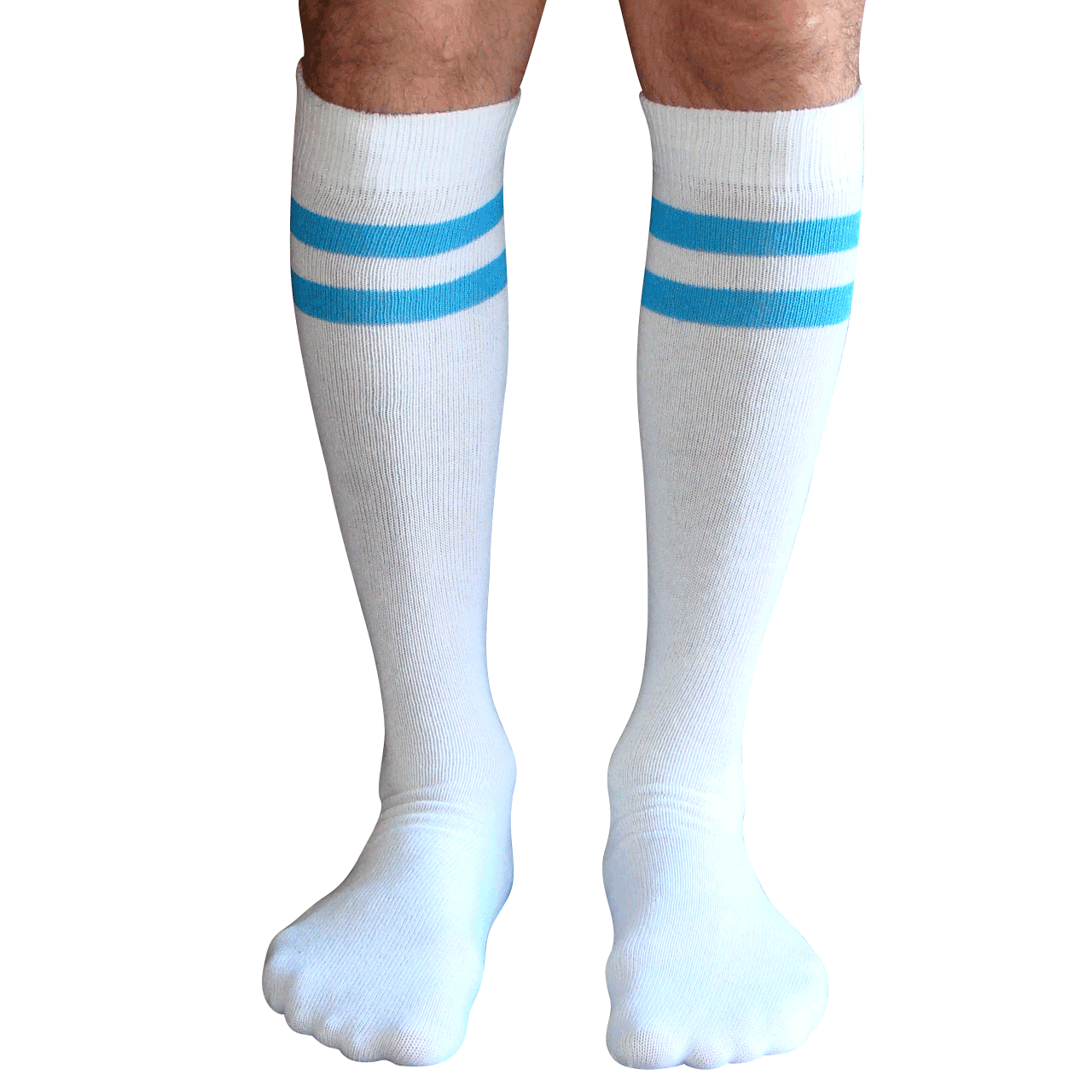 White/Neon Blue Mens Tube Socks