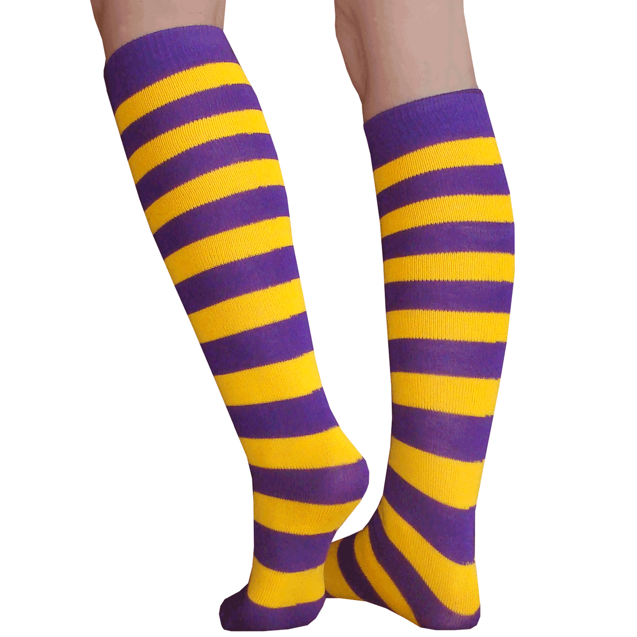 Striped White/Purple Knee High Socks