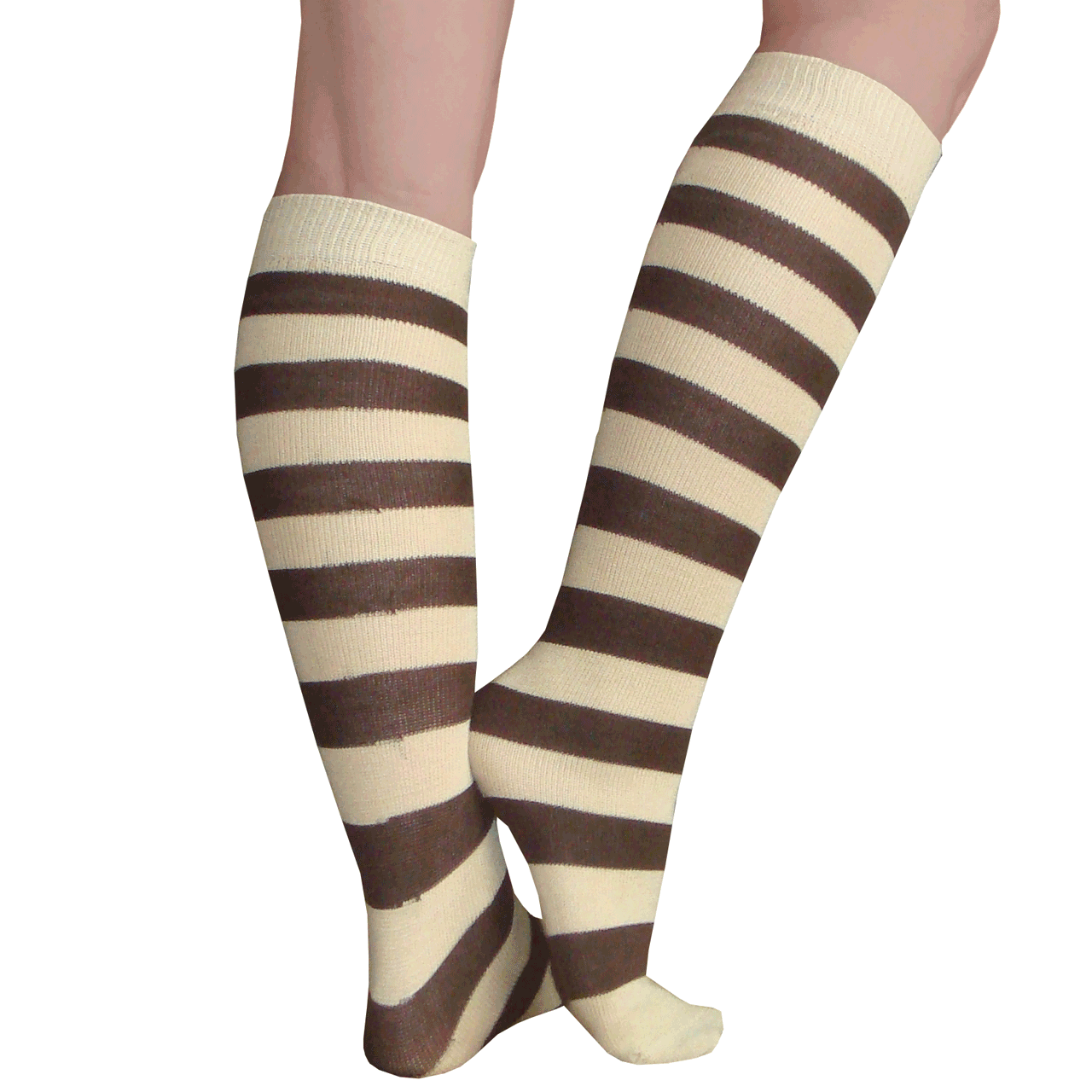 Brown & White Striped Socks