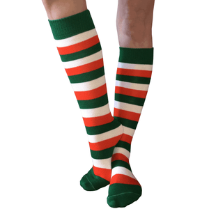 Striped Orange/Green Knee High Socks