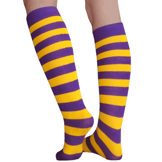 Striped White/Purple Knee High Socks