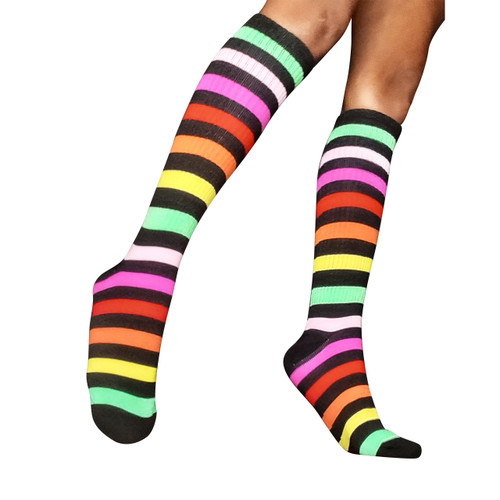 colorful striped knee socks