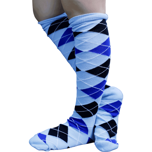 Light Blue, Royal Blue, Navy Blue Argyle Knee Socks
