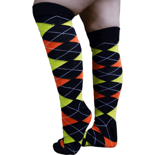 Black, orange and yellow argyle knee high socks Black, orange and yellow argyle knee high socks