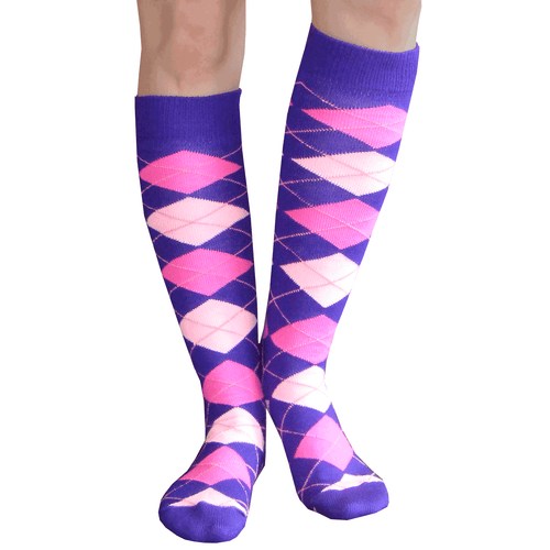 pink and purple knee socks