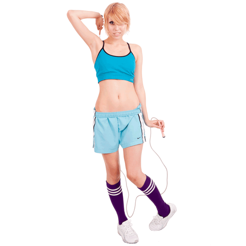 jumping rope in purple knee socks