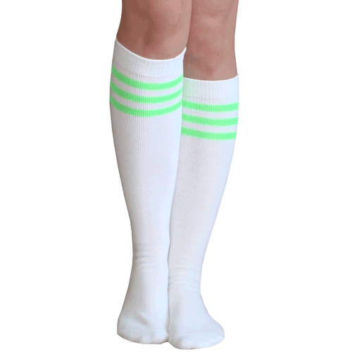 White/Neon Green Tube Socks