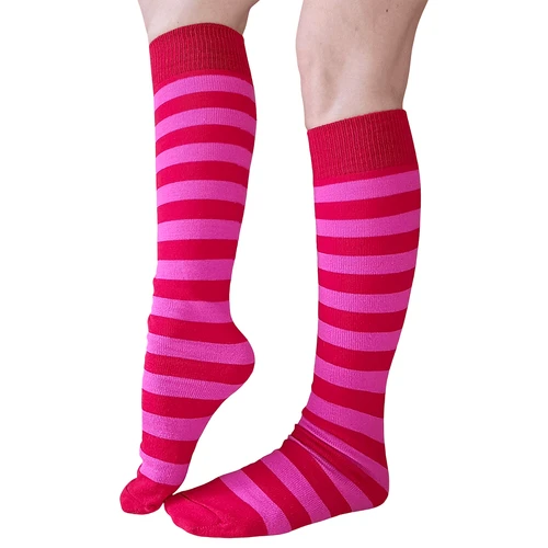 red and pink striped socks
