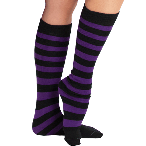 black and purple high socks