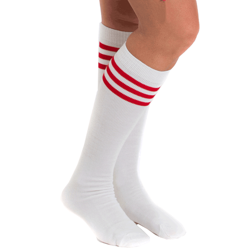 classic white and red tube socks