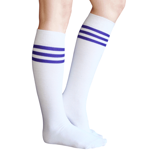 white purple tube knee socks