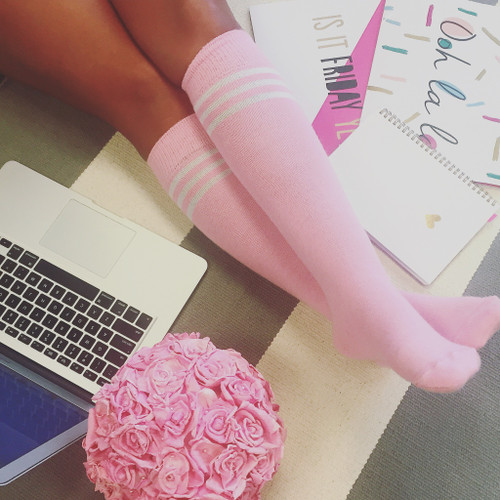 bubblegum pink tube socks