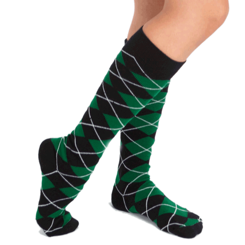 black and green argyle socks