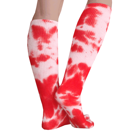 tie dyed socks in red