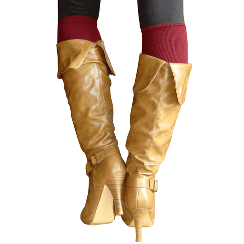 solid maroon knee socks for boots
