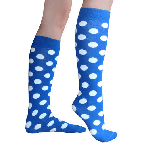 Royal Blue polka dot knee socks