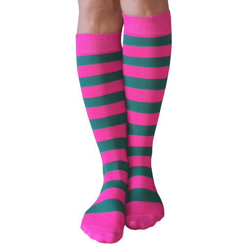 long pink/teal socks