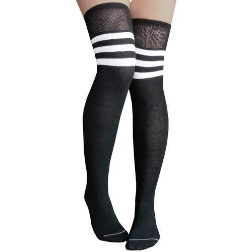 black striped thigh highs