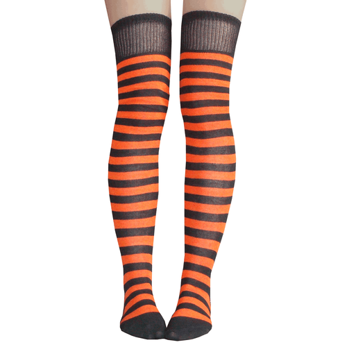 long black and orange striped socks