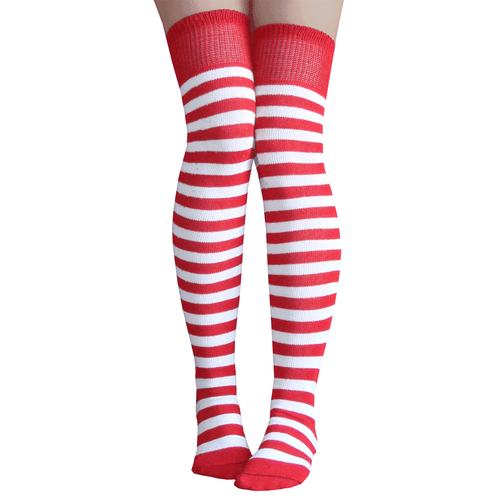 red/white over the knee socks