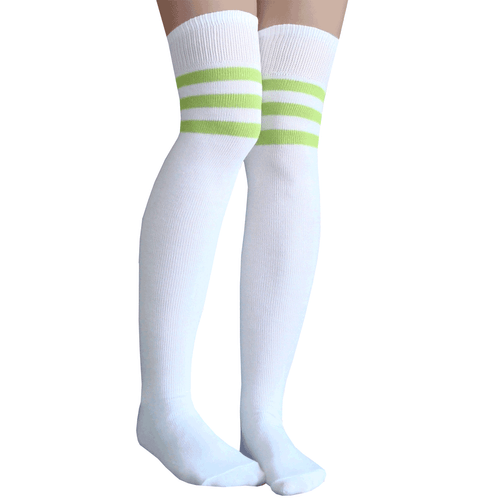 striped lime green thigh highs