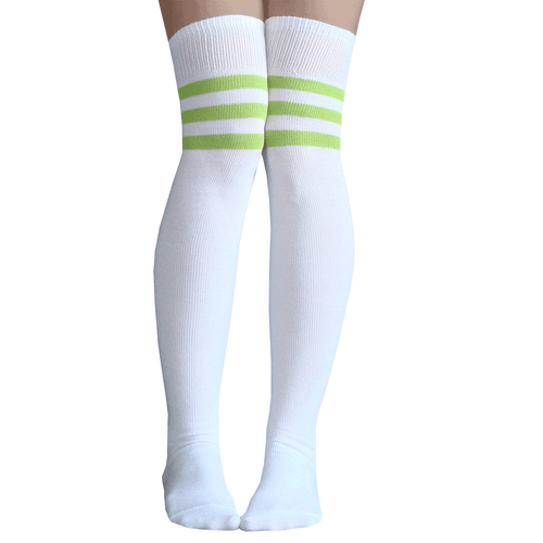 lime green striped over the knee socks