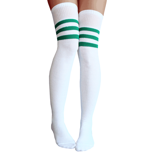 striped green over the knee socks