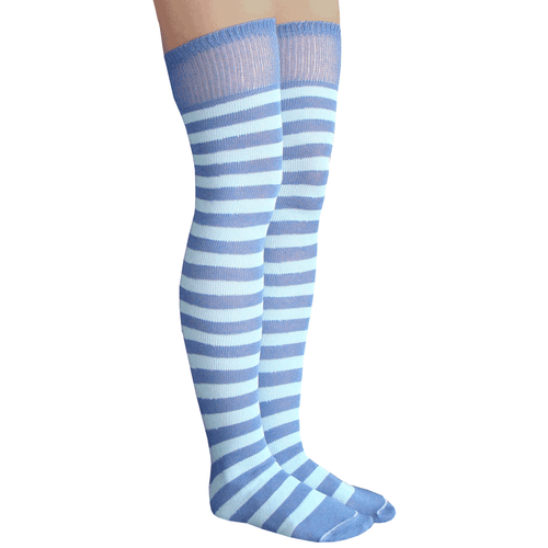 striped blue over the knee socks