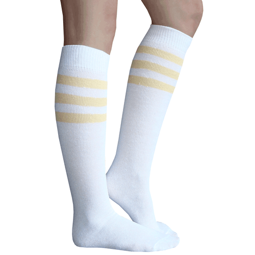 SuNi Apparel Striped Tube Socks Men - White Over The Calf Tube