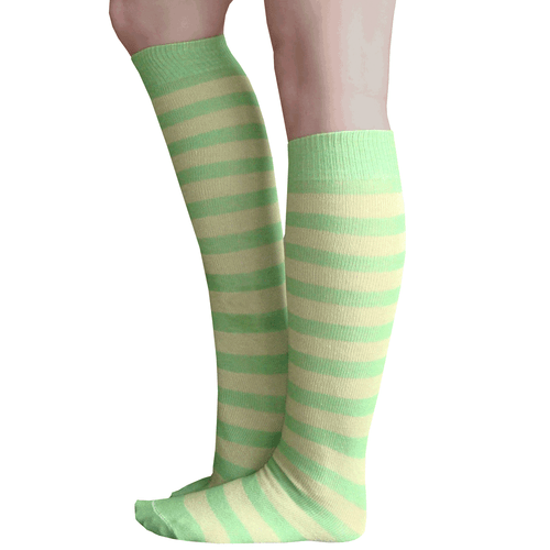 Red Yellow and Green Stripe Black Knee High Socks - Spencer's