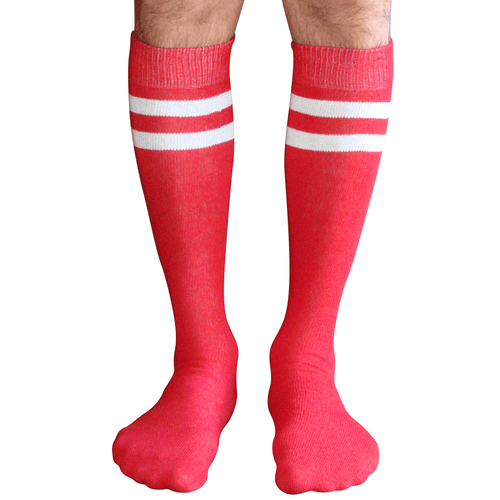 Mens White/Red Tube Socks