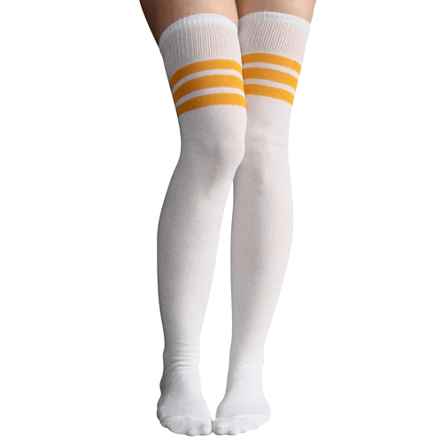 white and gold thigh highs