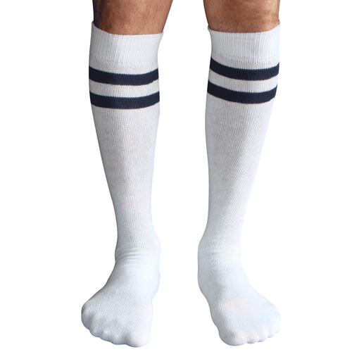 mens white and navy tube socks
