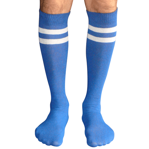 mens striped tube socks (royal/white)