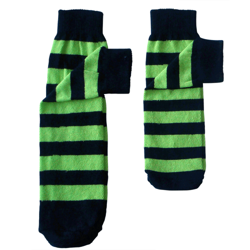 kids black and green striped tube socks