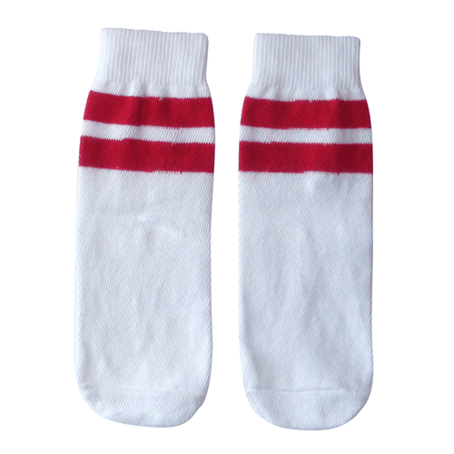 white/red striped kids socks