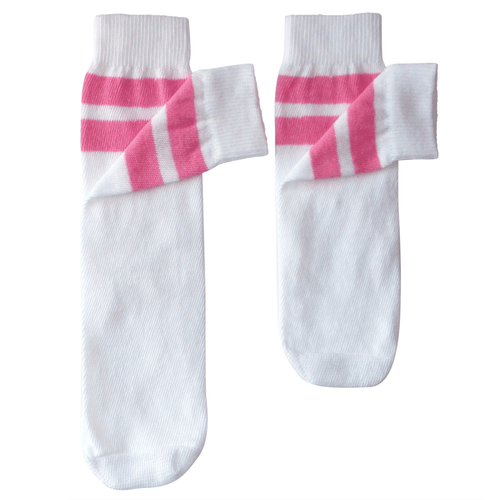 white tube socks with pink stripes (kids)