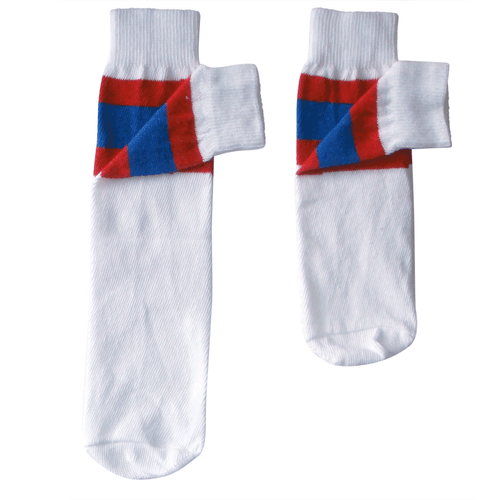 kids white/red and royal blue tube socks