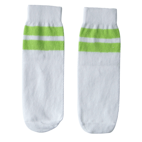 white and lime green kids socks